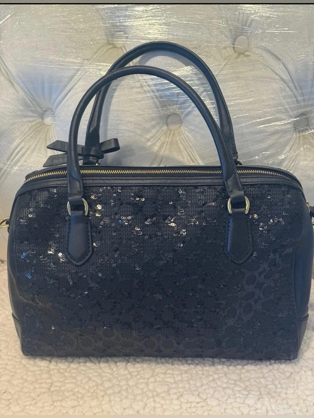 Pre-Loved Y2K-era Coach Poppy Signature Sequin East/West Satchel Crossbody Bag